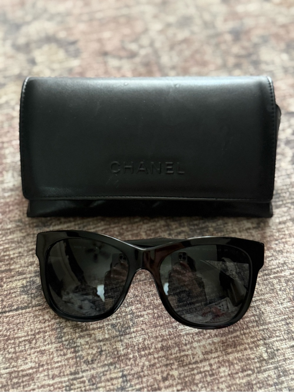 CHANEL Black Temple Sunglasses